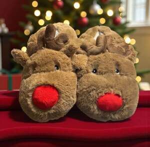 Rudolph Reindeer Slippers Size L/XL